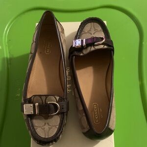 Coach Women's Khaki and Brown Loafers.